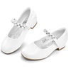 image:imageStelle Girls Dress Shoes with Jeweled Strap for Wedding Flower Girl Party  Sparkling jewel strap Cushioned comfort Hookandloop closure School Dress occasions Patent finish Glitter finishWhite