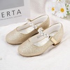 image:imageStelle Girls Dress Shoes with Jeweled Strap for Wedding Flower Girl Party  Sparkling jewel strap Cushioned comfort Hookandloop closure School Dress occasions Patent finish Glitter finishGold