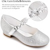 image:imageStelle Girls Dress Shoes with Jeweled Strap for Wedding Flower Girl Party  Sparkling jewel strap Cushioned comfort Hookandloop closure School Dress occasions Patent finish Glitter finishSiliver2