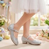 image:imageStelle Girls Dress Shoes with Jeweled Strap for Wedding Flower Girl Party  Sparkling jewel strap Cushioned comfort Hookandloop closure School Dress occasions Patent finish Glitter finishSiliver2
