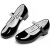 image:imageStelle Girls Dress Shoes with Jeweled Strap for Wedding Flower Girl Party  Sparkling jewel strap Cushioned comfort Hookandloop closure School Dress occasions Patent finish Glitter finishBlack