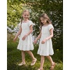 image:imageStelle Girls Summer Casual Smocked Dress 515 Years  Square NeckSmocked BackCotton LiningShort SleeveDouble LayerA LineTwirlVacation School Beach Holiday Skater DressWhite