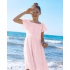 image:imageStelle Girls Summer Casual Smocked Dress 515 Years  Square NeckSmocked BackCotton LiningShort SleeveDouble LayerA LineTwirlVacation School Beach Holiday Skater DressLight Pink
