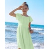 image:imageStelle Girls Summer Casual Smocked Dress 515 Years  Square NeckSmocked BackCotton LiningShort SleeveDouble LayerA LineTwirlVacation School Beach Holiday Skater DressPastel Green