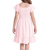 image:imageStelle Girls Summer Casual Smocked Dress 515 Years  Square NeckSmocked BackCotton LiningShort SleeveDouble LayerA LineTwirlVacation School Beach Holiday Skater DressLight Pink