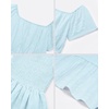 image:imageStelle Girls Summer Casual Smocked Dress 515 Years  Square NeckSmocked BackCotton LiningShort SleeveDouble LayerA LineTwirlVacation School Beach Holiday Skater DressLight Blue