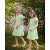 image:imageStelle Girls Summer Casual Smocked Dress 515 Years  Square NeckSmocked BackCotton LiningShort SleeveDouble LayerA LineTwirlVacation School Beach Holiday Skater DressPastel Green