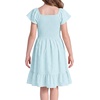 image:imageStelle Girls Summer Casual Smocked Dress 515 Years  Square NeckSmocked BackCotton LiningShort SleeveDouble LayerA LineTwirlVacation School Beach Holiday Skater DressLight Blue