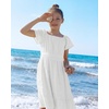 image:imageStelle Girls Summer Casual Smocked Dress 515 Years  Square NeckSmocked BackCotton LiningShort SleeveDouble LayerA LineTwirlVacation School Beach Holiday Skater DressWhite