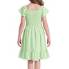 image:imageStelle Girls Summer Casual Smocked Dress 515 Years  Square NeckSmocked BackCotton LiningShort SleeveDouble LayerA LineTwirlVacation School Beach Holiday Skater DressPastel Green