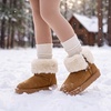 image:imageStelle Girls Winter Boots Faux Fur Lined FoldDown Collar  Faux Suede UpperNonSlip TPR OutsolePullOnLightweightCozy Snow Boots for ToddlerLittle Kid amp Big KidChestnut