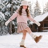 image:imageStelle Girls Winter Boots Faux Fur Lined FoldDown Collar  Faux Suede UpperNonSlip TPR OutsolePullOnLightweightCozy Snow Boots for ToddlerLittle Kid amp Big KidChestnut