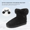 image:imageStelle Girls Winter Boots Fuzzy Snow Boots for Kids  Faux Fur Lined Cozy amp Lightweight Faux Suede Upper Easy PullOn NonSlip TPR Outsole Warm Winter BootsWarm Black