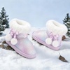 image:imageStelle Girls Winter Boots Fuzzy Snow Boots for Kids  Faux Fur Lined Cozy amp Lightweight Faux Suede Upper Easy PullOn NonSlip TPR Outsole Warm Winter BootsDream Frost