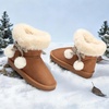 image:imageStelle Girls Winter Boots Fuzzy Snow Boots for Kids  Faux Fur Lined Cozy amp Lightweight Faux Suede Upper Easy PullOn NonSlip TPR Outsole Warm Winter BootsWarm Chestnut