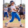 image:imageStelle Softball Pants for Girls Youth with Pockets for Kids Fastpitch  Tee ball Belt Loops Abrasionresistant Double Knee Performance Practice Game Day Elastic Leg OpeningsBlue