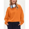 image:imageStelle Womens 100 Cotton Oversized Sweatshirt Crewneck Pullover  Pure Cotton Relaxed fit HipLength Brushed comfy Layering essential Lounge Travel Streetwear VersatileOrange