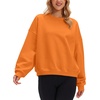 image:imageStelle Womens 100 Cotton Oversized Sweatshirt Crewneck Pullover  Pure Cotton Relaxed fit HipLength Brushed comfy Layering essential Lounge Travel Streetwear VersatileOrange
