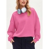 image:imageStelle Womens 100 Cotton Oversized Sweatshirt Crewneck Pullover  Pure Cotton Relaxed fit HipLength Brushed comfy Layering essential Lounge Travel Streetwear VersatileTaffy Pink