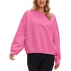 image:imageStelle Womens 100 Cotton Oversized Sweatshirt Crewneck Pullover  Pure Cotton Relaxed fit HipLength Brushed comfy Layering essential Lounge Travel Streetwear VersatileTaffy Pink