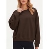 image:imageStelle Womens 100 Cotton Oversized Sweatshirt Crewneck Pullover  Pure Cotton Relaxed fit HipLength Brushed comfy Layering essential Lounge Travel Streetwear VersatileCoffee