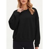 image:imageStelle Womens 100 Cotton Oversized Sweatshirt Crewneck Pullover  Pure Cotton Relaxed fit HipLength Brushed comfy Layering essential Lounge Travel Streetwear VersatileBlack