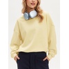 image:imageStelle Womens 100 Cotton Oversized Sweatshirt Crewneck Pullover  Pure Cotton Relaxed fit HipLength Brushed comfy Layering essential Lounge Travel Streetwear VersatileVanilla