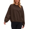 image:imageStelle Womens 100 Cotton Oversized Sweatshirt Crewneck Pullover  Pure Cotton Relaxed fit HipLength Brushed comfy Layering essential Lounge Travel Streetwear VersatileCoffee