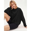 image:imageStelle Womens 100 Cotton Oversized Sweatshirt Crewneck Pullover  Pure Cotton Relaxed fit HipLength Brushed comfy Layering essential Lounge Travel Streetwear VersatileBlack