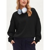 image:imageStelle Womens 100 Cotton Oversized Sweatshirt Crewneck Pullover  Pure Cotton Relaxed fit HipLength Brushed comfy Layering essential Lounge Travel Streetwear VersatileBlack