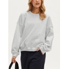 image:imageStelle Womens 100 Cotton Oversized Sweatshirt Crewneck Pullover  Pure Cotton Relaxed fit HipLength Brushed comfy Layering essential Lounge Travel Streetwear VersatileLight Heather Grey