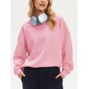 image:imageStelle Womens 100 Cotton Oversized Sweatshirt Crewneck Pullover  Pure Cotton Relaxed fit HipLength Brushed comfy Layering essential Lounge Travel Streetwear VersatileLight Pink
