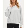 image:imageStelle Womens 100 Cotton Oversized Sweatshirt Crewneck Pullover  Pure Cotton Relaxed fit HipLength Brushed comfy Layering essential Lounge Travel Streetwear VersatileLight Heather Grey