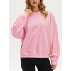 image:imageStelle Womens 100 Cotton Oversized Sweatshirt Crewneck Pullover  Pure Cotton Relaxed fit HipLength Brushed comfy Layering essential Lounge Travel Streetwear VersatileLight Pink