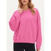image:imageStelle Womens 100 Cotton Oversized Sweatshirt Crewneck Pullover  Pure Cotton Relaxed fit HipLength Brushed comfy Layering essential Lounge Travel Streetwear VersatileTaffy Pink