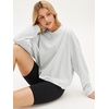 image:imageStelle Womens 100 Cotton Oversized Sweatshirt Crewneck Pullover  Pure Cotton Relaxed fit HipLength Brushed comfy Layering essential Lounge Travel Streetwear VersatileLight Heather Grey