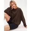 image:imageStelle Womens 100 Cotton Oversized Sweatshirt Crewneck Pullover  Pure Cotton Relaxed fit HipLength Brushed comfy Layering essential Lounge Travel Streetwear VersatileCoffee