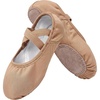 image:imageStelle Ballet Shoes for Women Men Tan Canvas Dance Ballet Slippers  Soft canvas Barefoot feel Split suede sole NonSlip Cotton lining Elastic cross straps PullOn Yoga Pilates DanceDark Tan
