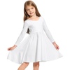 image:imageStelle Girls Cotton Long Sleeve Dress Twirl Skater Dress 312Y  Criss Cross BackA LineCrew NeckCotton Dress for Tie Dye School Dance Casual Birthday Christmas Easter Spring Fall WinterWhite