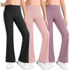 image:imageStelle Girls Flare Leggings High Waisted for Dance Yoga School Daily Wear  ButterySoftBreathable 4way stretch fabric with flared designMoisturewicking comfort for yogaDanceSchool casual outfit3 Pcs Blackpinkdusty Lavender