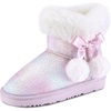 image:imageStelle Girls Winter Boots Fuzzy Snow Boots for Kids  Faux Fur Lined Cozy amp Lightweight Faux Suede Upper Easy PullOn NonSlip TPR Outsole Warm Winter BootsDream Frost