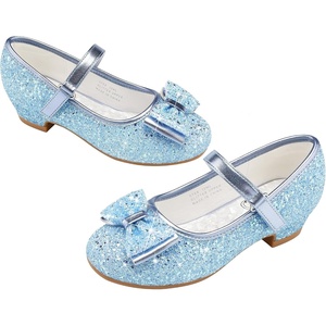 image:imageStelle Girls Dress Shoes Glitter Princess Low Heels for Party Wedding Prom  Shiny glitter finish Bowknot charms 1 inch Low Heel Cushioned comfort Dressup Special occasions Comfortable fitT08icy Blue
