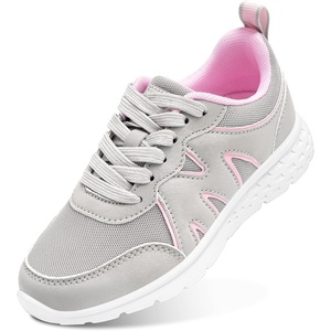 image:imageStelle Kids Sneakers Girls Tennis Shoes NonSlip Lightweight Breathable Athletic Sports Running ShoesLight Grey12ML