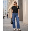 image:imageStelle Women Cotton Blend Tshirts Shirts Boxy Cropped T Shirts Basic Tees  Relaxed fit Side slits Lightweight comfort Everyday layering Streetwear Machine washable Soft hand feelBlack