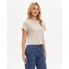 image:imageStelle Women Cotton Blend Tshirts Shirts Boxy Cropped T Shirts Basic Tees  Relaxed fit Side slits Lightweight comfort Everyday layering Streetwear Machine washable Soft hand feelWhite Beige
