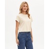 image:imageStelle Women Cotton Blend Tshirts Shirts Boxy Cropped T Shirts Basic Tees  Relaxed fit Side slits Lightweight comfort Everyday layering Streetwear Machine washable Soft hand feelCreme
