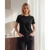 image:imageStelle Women Cotton Blend Tshirts Shirts Boxy Cropped T Shirts Basic Tees  Relaxed fit Side slits Lightweight comfort Everyday layering Streetwear Machine washable Soft hand feelBlack