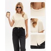 image:imageStelle Women Cotton Blend Tshirts Shirts Boxy Cropped T Shirts Basic Tees  Relaxed fit Side slits Lightweight comfort Everyday layering Streetwear Machine washable Soft hand feelCreme