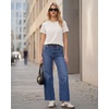 image:imageStelle Women Cotton Blend Tshirts Shirts Boxy Cropped T Shirts Basic Tees  Relaxed fit Side slits Lightweight comfort Everyday layering Streetwear Machine washable Soft hand feelWhite
