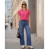 image:imageStelle Women Cotton Blend Tshirts Shirts Boxy Cropped T Shirts Basic Tees  Relaxed fit Side slits Lightweight comfort Everyday layering Streetwear Machine washable Soft hand feelDeep Pink